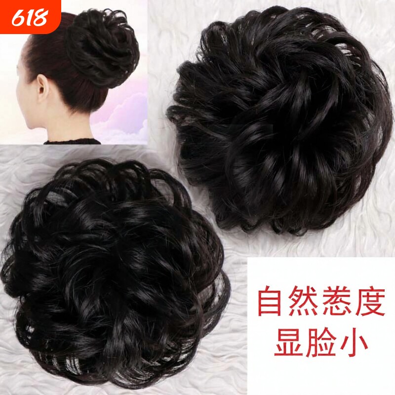 新品假发真发圈高丸子头花女卷造型发饰自然盘发花苞皮筋蓬松包邮