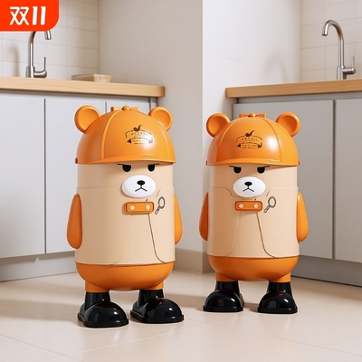 侦探熊垃圾桶可爱卡通大容量