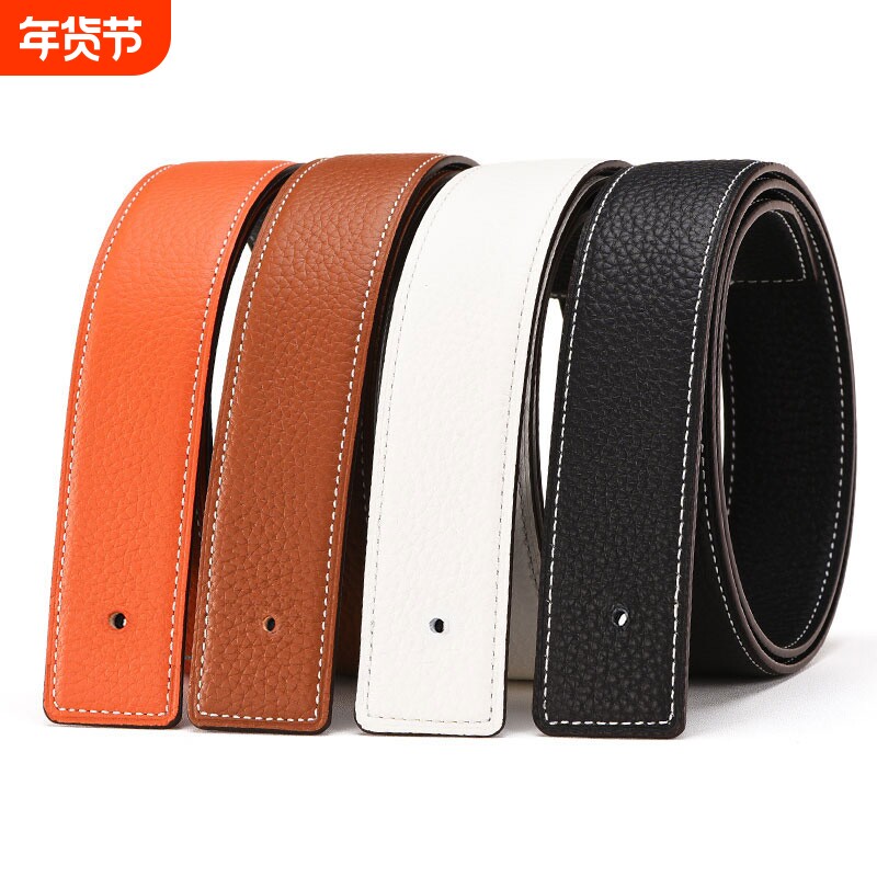 男仕H双面皮带男黑色头层牛皮3.83.2真皮无头腰带裤带条平滑扣