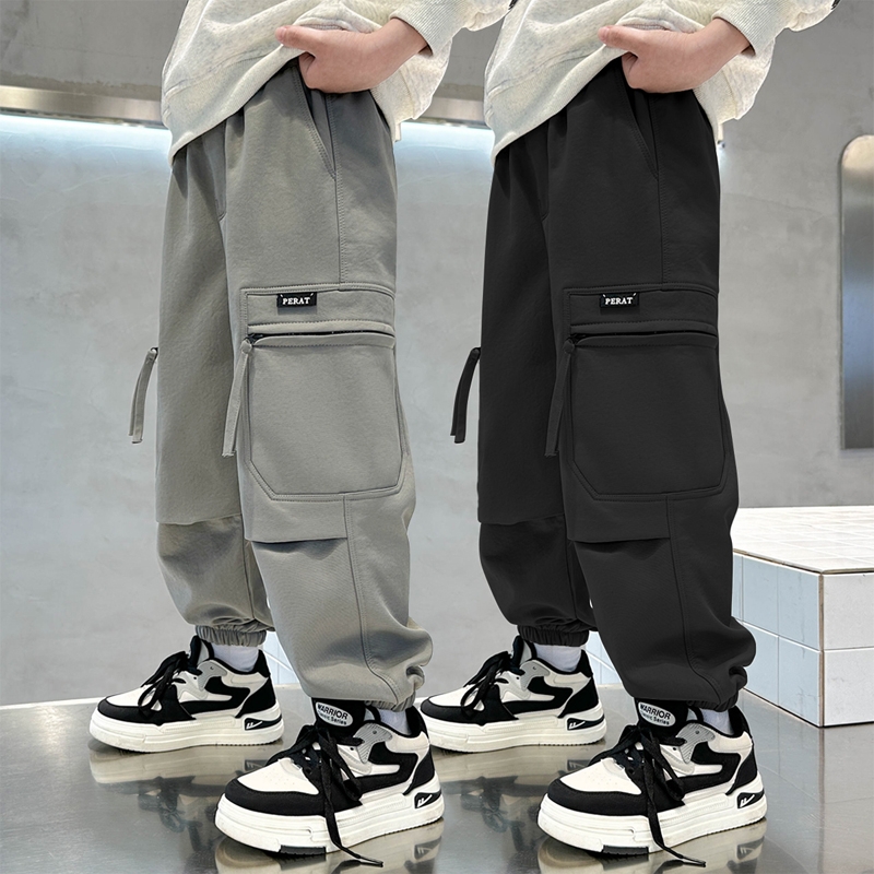 男童春装裤子2025新款儿童休闲长裤中大童春秋季加绒款工装长裤潮