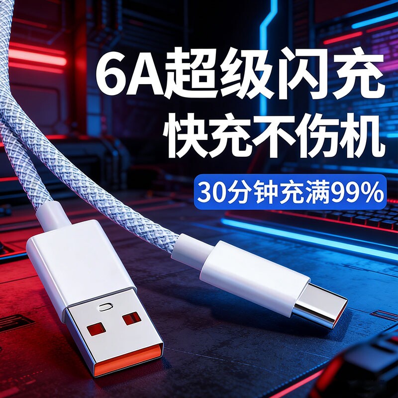 typec数据线100W超级快充图片