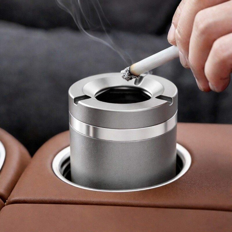 车载烟灰缸汽车用金属烟灰缸车内杯架烟灰盒防风防灰车用烟灰缸