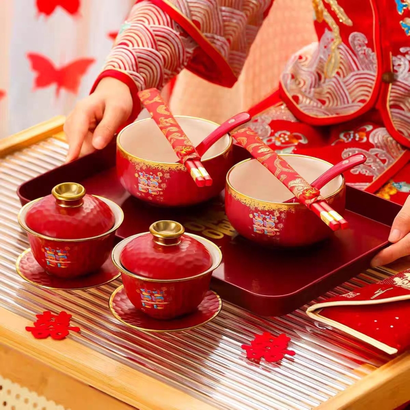 结婚礼喜盆鸳鸯红色脸盆女方陪嫁用品套装婚庆嫁妆洗脸红盆聚宝盆