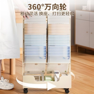 移动书架桌边置物架铁艺带轮书桌收纳落地旁边小书架侧边置物书柜教室课桌书本放书双面大容量滑轮铁质