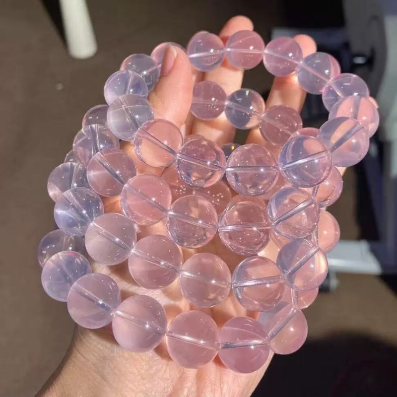 蜜桃粉莫粉手串莫桑比克星光粉晶手串粉水晶手串送女朋友收藏款