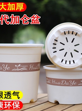 简约圆形透气控根加仑盆多排水孔耐晒高款树脂盆栽三代白色加仑盆