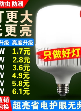 超亮led灯泡e27螺口家用白光10W20W30W40W60W80W120W150瓦节能灯