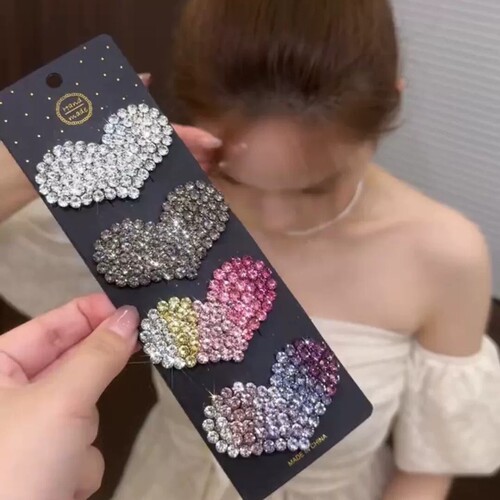 儿童闪钻爱心发夹女小马侧边刘海