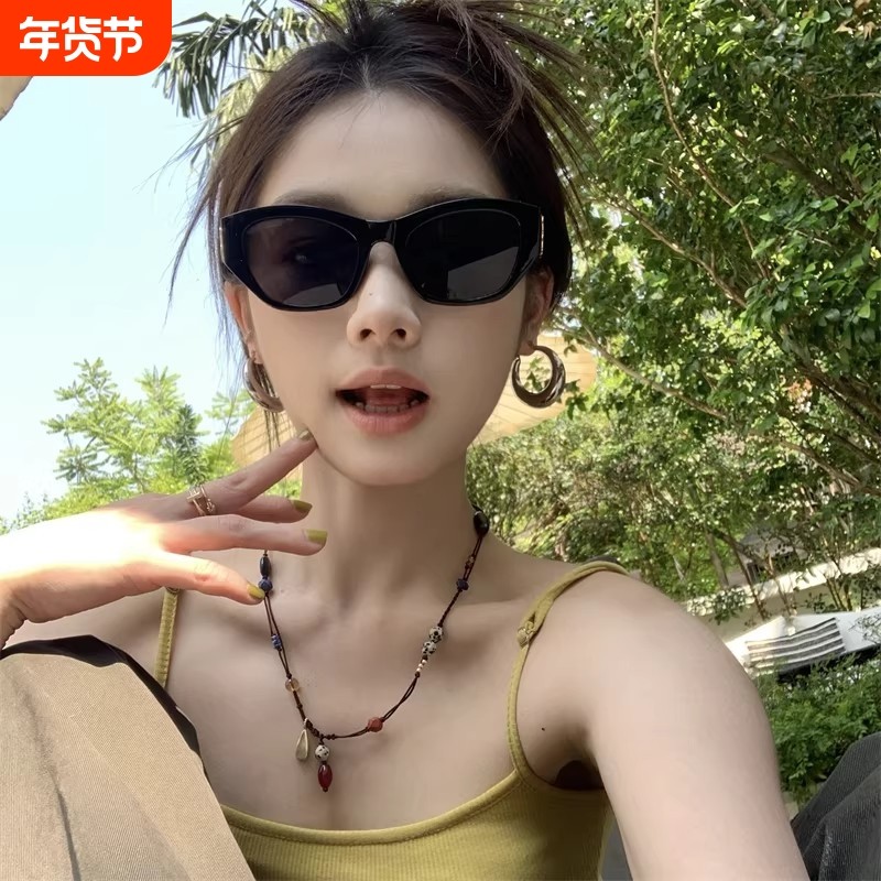 MELIYA2025新款网红欧美猫眼双B街拍超黑ins偏光太阳镜