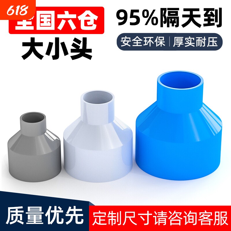 变径接头PVC大小头直通排水管异径配件转75管件2563mm下水管管道