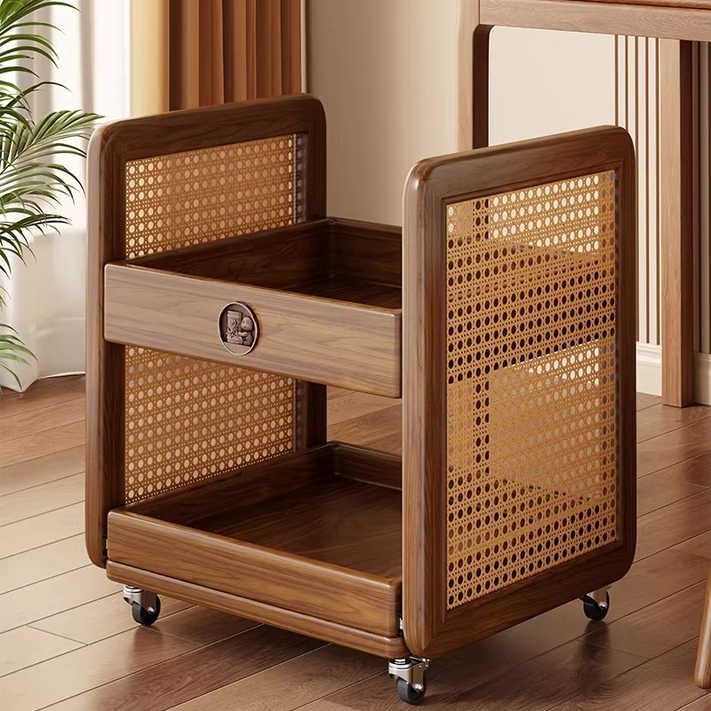 实木书包架可移动小推车办公室桌下书本收纳柜学生书包双层置物架,收纳整理,整理架/置物架/收纳架,淘宝优惠券,粉丝福利购,淘宝优惠卷