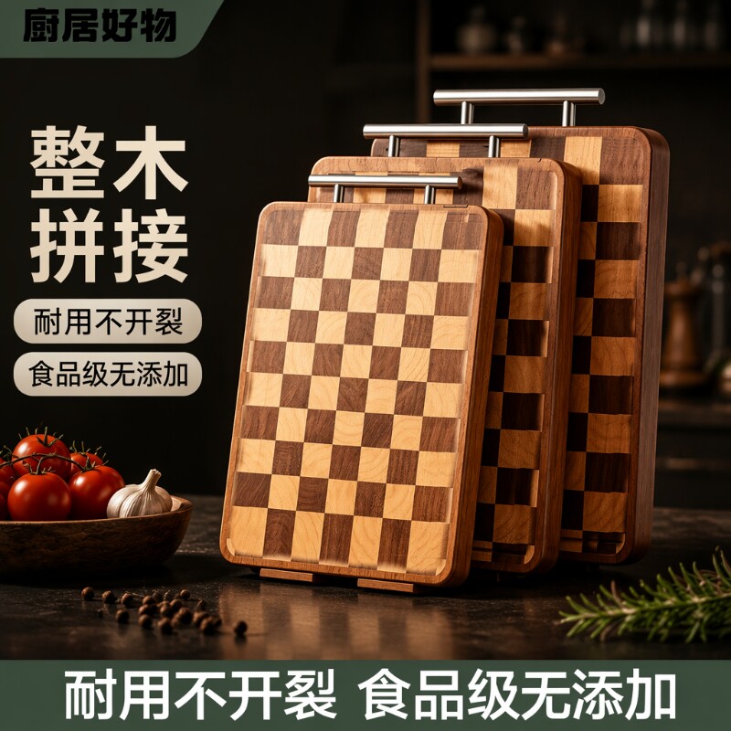 棋盘格乌檀木抗菌防霉砧板图片