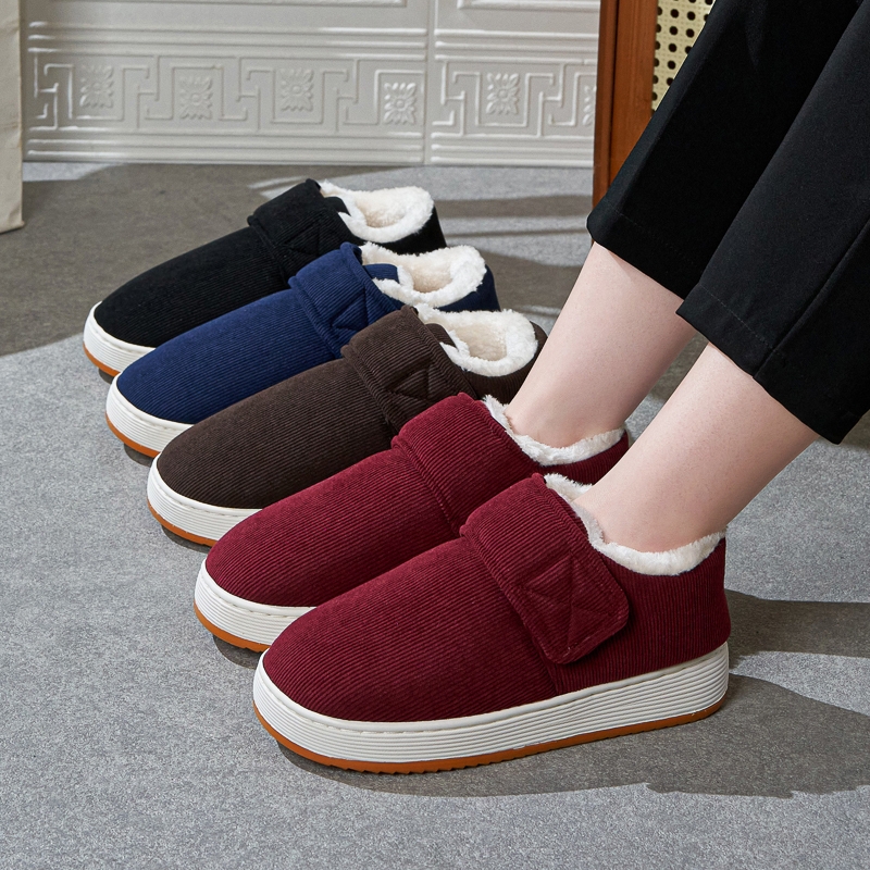 冬季中老年人棉拖鞋包跟加绒加厚保暖防寒防滑室内外居家男女棉鞋