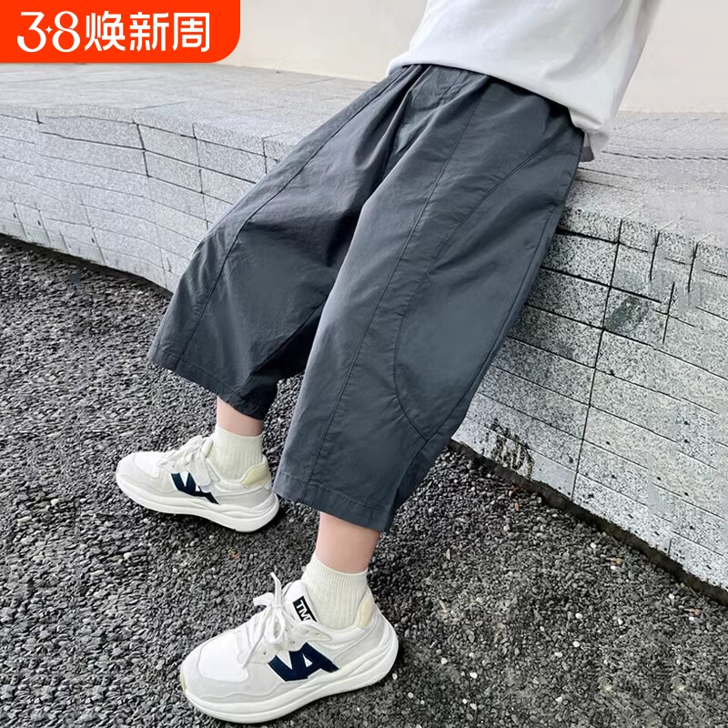 男童裤子夏装2025薄款宽松儿童运动休闲裤夏季新款中大童七分裤潮