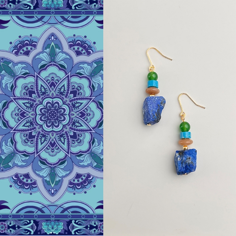 溪御新中式原创天然石国潮手作玛瑙耳环复古文艺国风汉服高级感