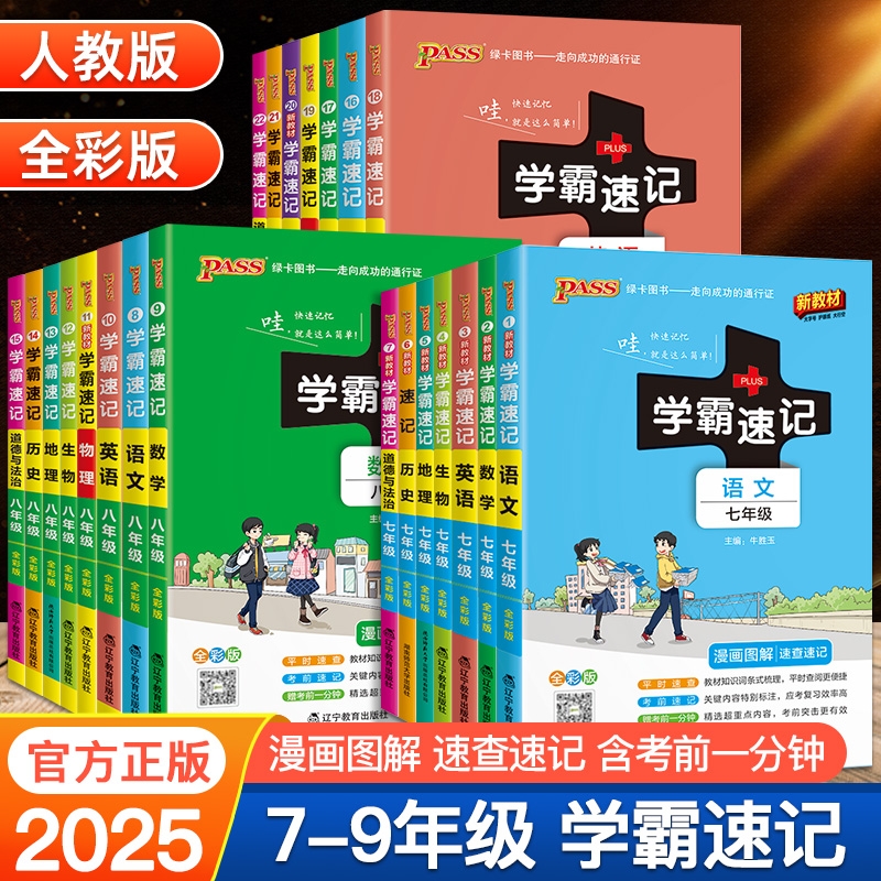 2025初中学霸速记初中小四门必背知识点人教版七八九年级语文数学英语物理化学生物道德与法治历史地理初一二三中考速记口袋工具书