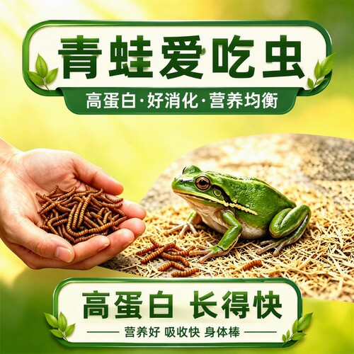 角蛙吃的小鱼幼青蛙食物饲料黄金姥爷树蛙粮大颗粒面包虫子高蛋白
