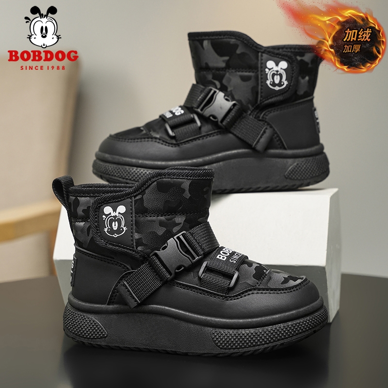 巴布豆儿童加绒保暖大棉雪地靴