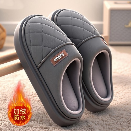 防水棉拖鞋男士秋冬季2025新款室内家居防滑防臭保暖加绒外穿棉拖