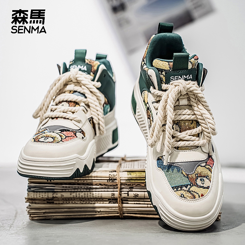 高帮情侣板鞋2025新款春秋小众原创运动鞋ins潮休闲厚底女鞋