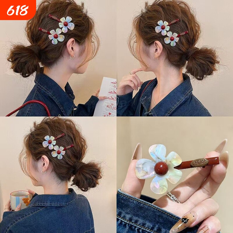 小众设计感炫彩色花朵发夹少女感刘海碎发夹韩国东大门新款头饰