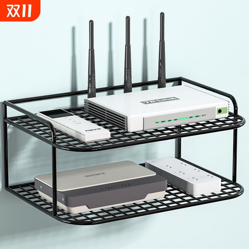 路由器收纳盒挂墙免打孔置物架