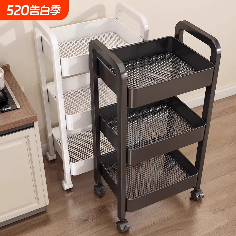 厨房置物架多功能落地多层调料品收纳架可移动果蔬菜篮子客厅水果