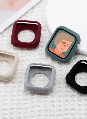 适用iwatch10保护壳s9边框壳applewatch8外壳7新款硅胶苹果手表壳可爱果冻糖果软壳iwatch8橙色绿色紫色表盘