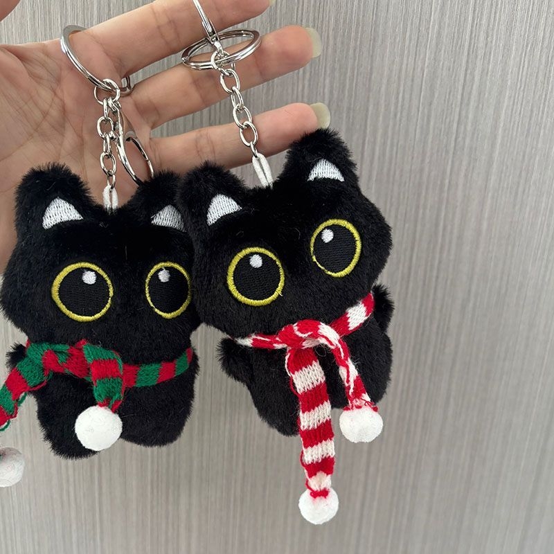 毛绒小黑猫公仔挂件可爱少女心吱吱叫百搭挂饰个性背包钥匙扣挂坠