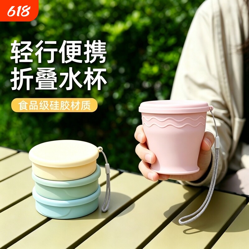折叠漱口杯便携式折叠水杯食品级旅行压缩折叠洗漱杯可伸缩刷牙杯