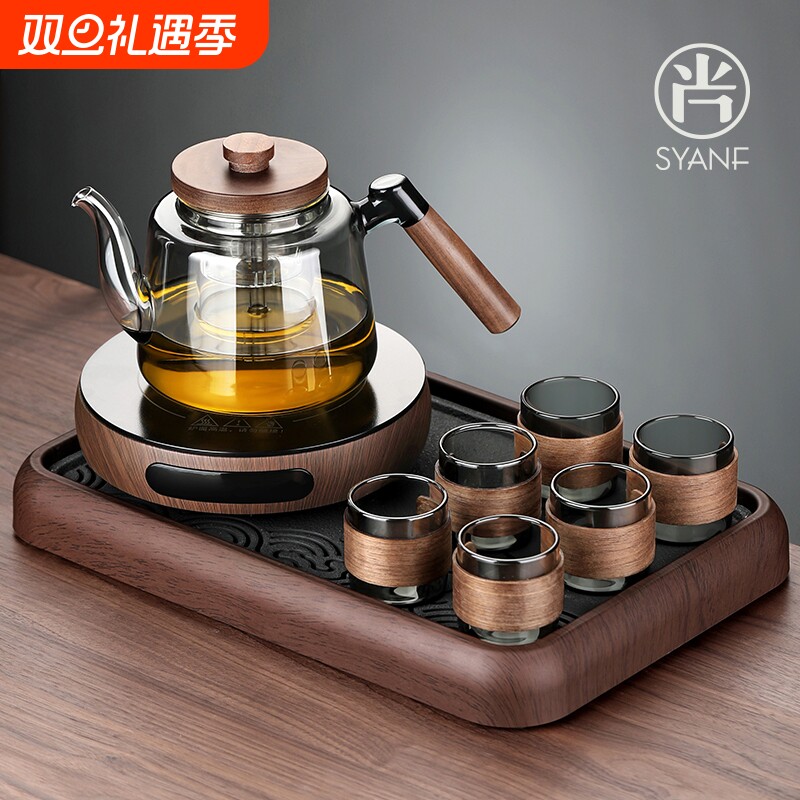 2025新款玻璃壶煮茶炉茶具套装泡茶家用小型煮茶壶电陶炉茶盘烧水