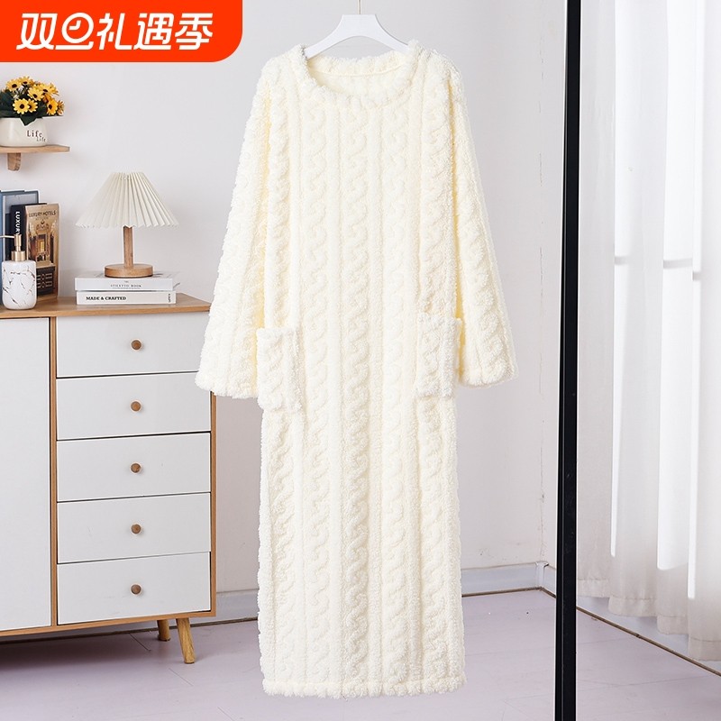 行走的大被子浴裙浴袍提花长款宽松加厚家居睡袍睡裙女士冬季睡衣