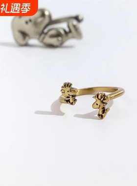 史努比&小鸟戒指可爱百搭简约卡通高颜值小众个性设计指环礼物