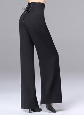 丹宝罗摩登舞裤女国标舞阔腿裤拉丁舞服高腰交谊舞裤跳舞裤子舞裤