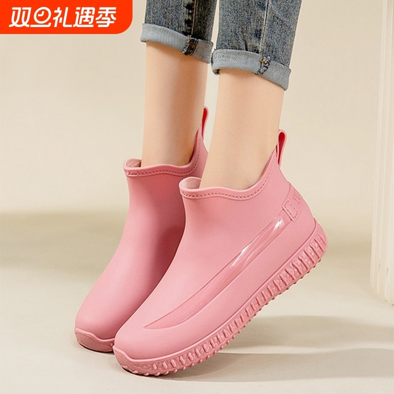 时尚雨鞋女外穿防水防滑水鞋短筒日系厚底胶鞋厨房鞋耐磨保暖雨天