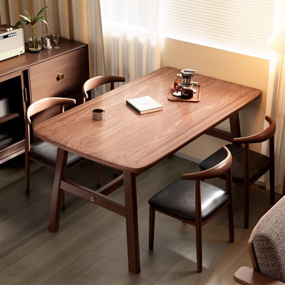 餐桌家用小户型现代吃饭桌子出租房用长方形饭桌商用桌椅餐椅原木