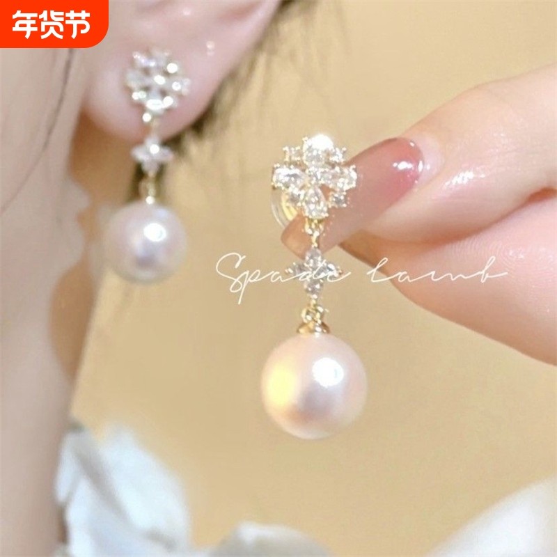 「奶霜山茶」温柔小香风花朵珍珠流苏无耳洞蚊香盘耳夹法式耳环女,饰品/流行首饰/时尚饰品新,耳夹,淘宝优惠券,粉丝福利购,淘宝优惠卷