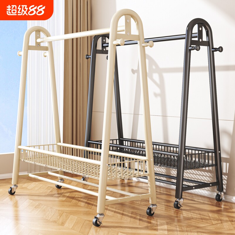 简易衣帽架家用卧室落地挂衣架子室内可移动晾衣架加粗衣服收纳架