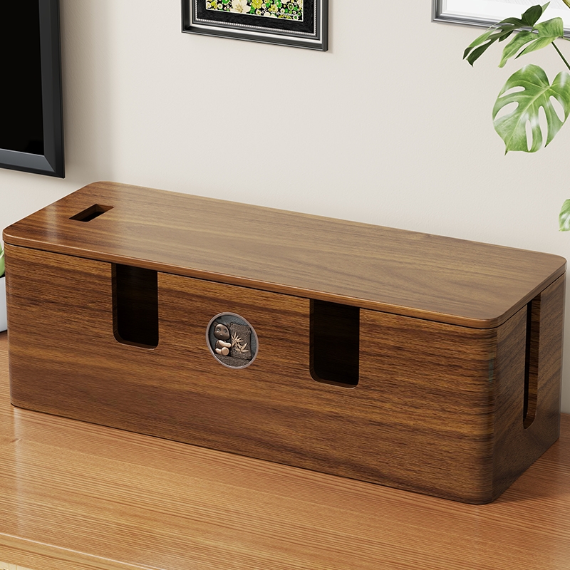 实木插排收纳盒桌面电线插座