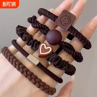 头绳2026新款 高端橡皮筋女扎头发简约气质高弹力耐用皮套发圈黑色