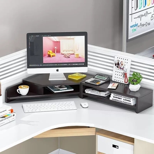 转角置物架电脑增高架工位桌面收纳神器办公收纳架显示器支架直角