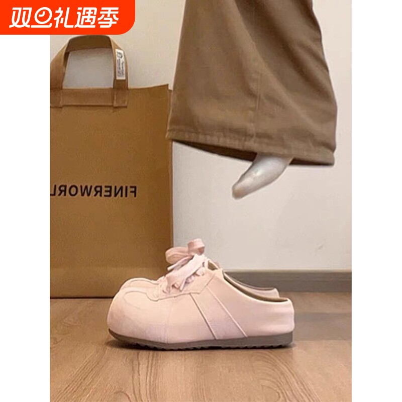 赵露思同款勃肯鞋女2025新款百搭厚底内增高一脚蹬外穿包头拖鞋子