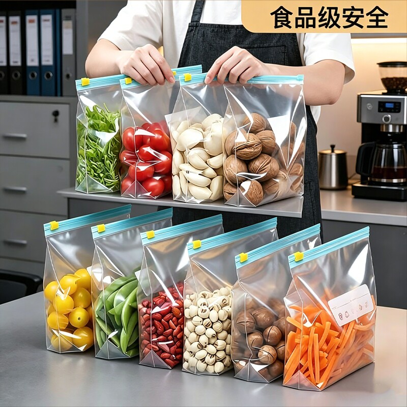 拉链式保鲜袋食品级家用密封食品袋加厚自封袋冰箱食物收纳密封袋