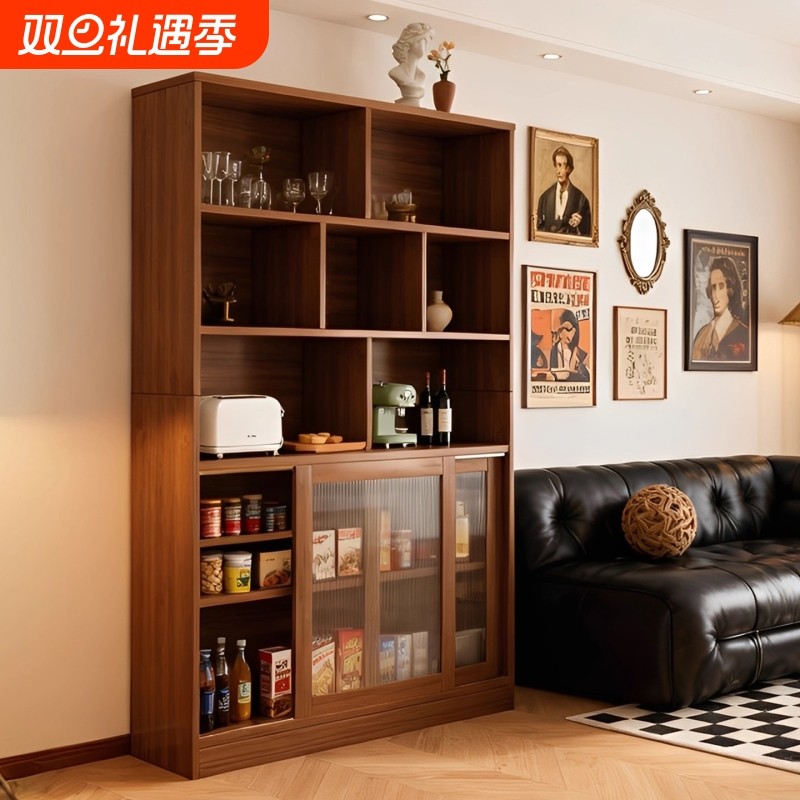 餐边柜靠墙一体客厅家用原木风大容量酒柜新款书房带抽收纳置物柜