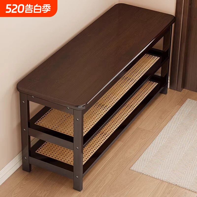 鞋架玄关换鞋凳家用门口入户鞋柜坐凳一体可穿试鞋长条凳进门楠竹