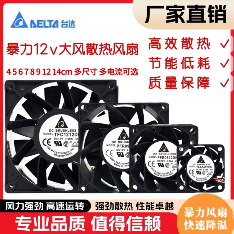 12V暴力风扇多尺寸多电流可选图片