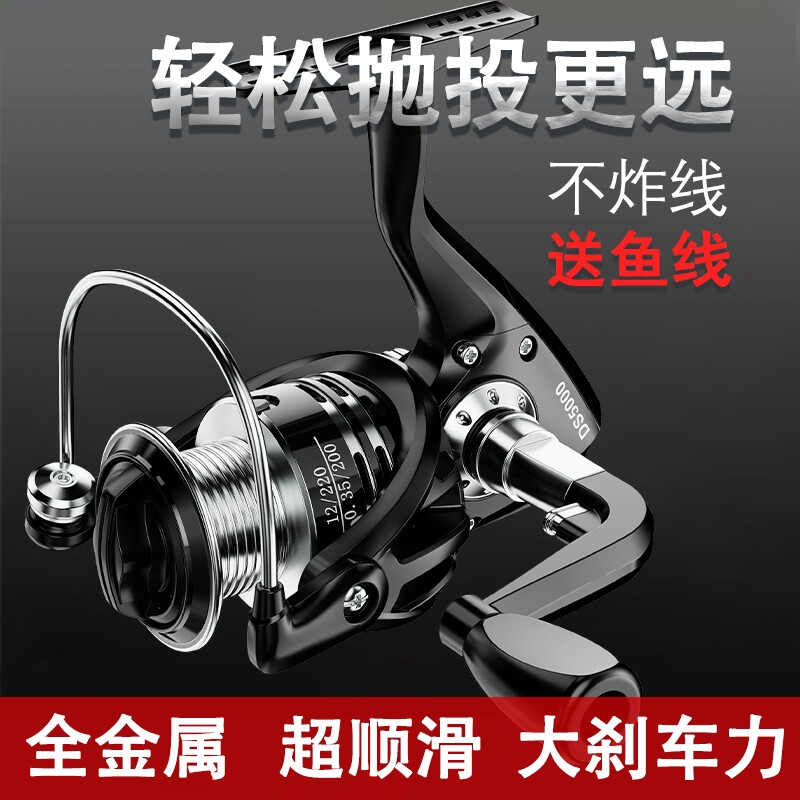 远投路亚纺车轮全金属鱼轮摇臂渔轮专用抛竿鱼线海杆海钓线杯轮盘图片