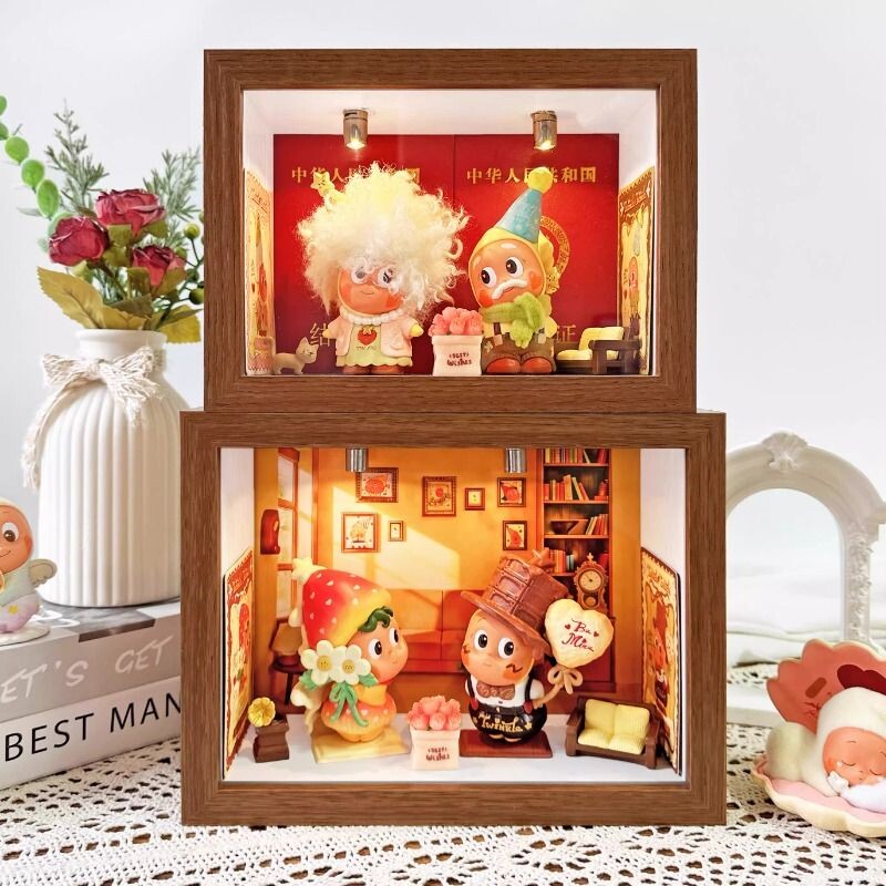 星星人怦然心动盲盒展示盒 结婚证收纳相框 手办diy造景情侣礼物