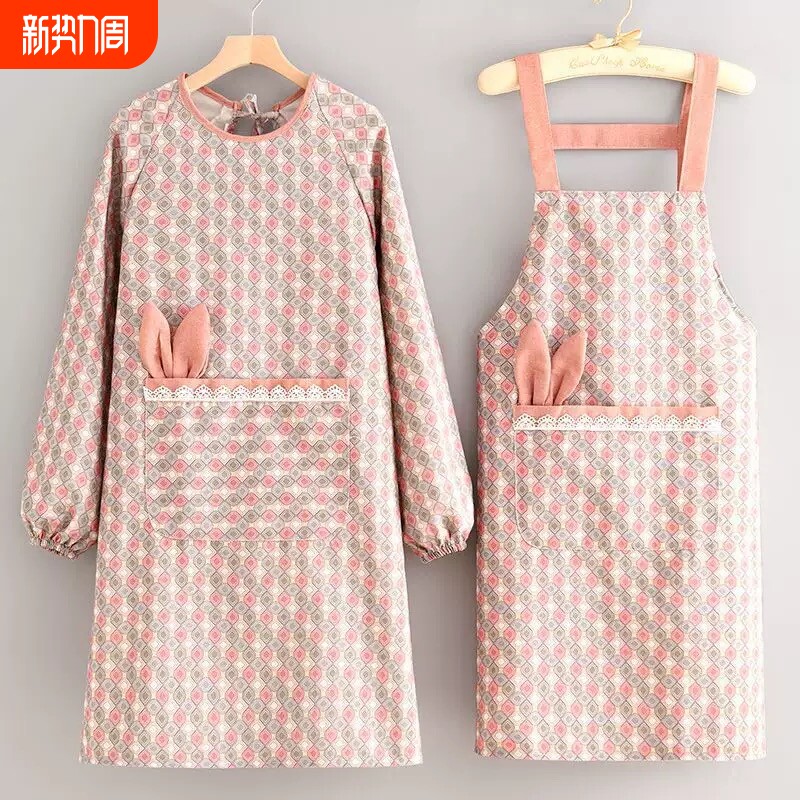 2026新款罩衣女外穿防污耐磨长袖围裙家用厨房做饭围腰可爱工作服