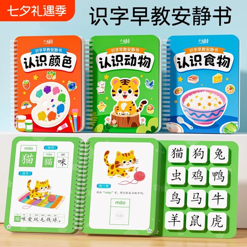 识字书幼儿童看图识物卡片启蒙2至6岁认字神器粘贴宝宝早教安静书